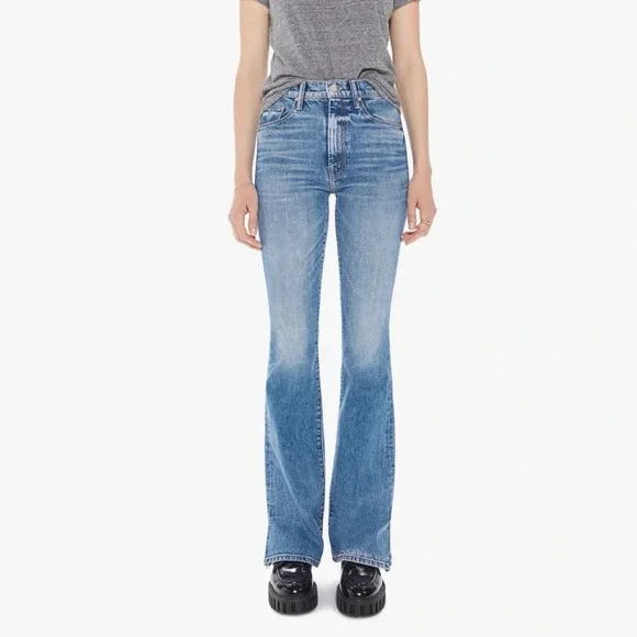 New MOTHER Superior The Weekender Slice Flare Jeans Medium Blue 33 - Picture 1 of 17